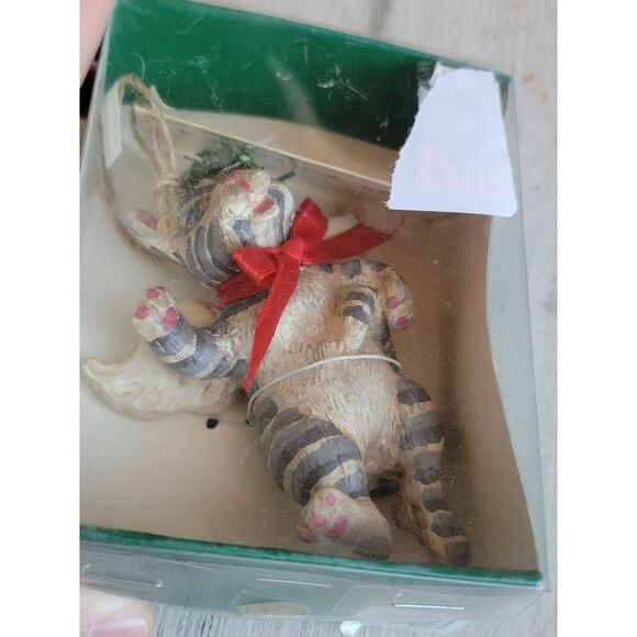 Kurt Adler rustic tabby cat Angel ornament Xmas vintage kitten - Picture 4 of 9